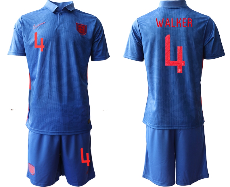 Men 2021 European Cup England away blue #4 Soccer Jersey
